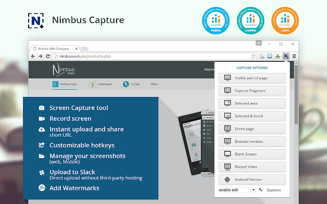 Nimbus screencapture for website screen grabs